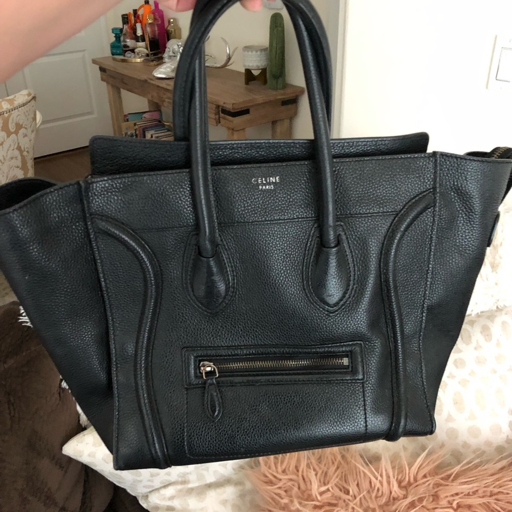 Black Celine Mini Luggage Handbag